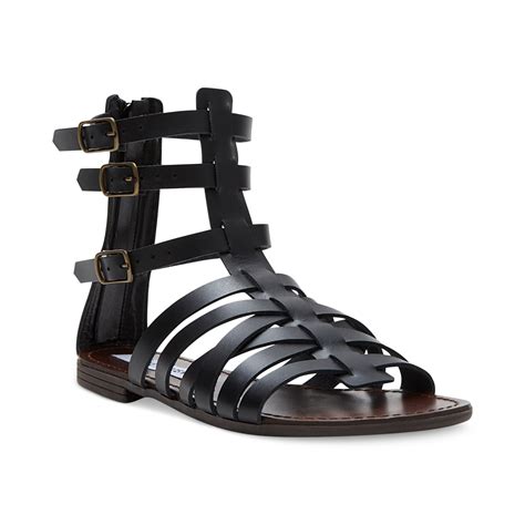 Lyst Steve Madden Plato Flat Gladiator Sandals In Black