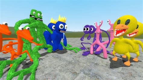 All Blue Green Orange Rainbow Friends Vs All Pink Purple Yellow Rainbow Friends In Garrys Mod