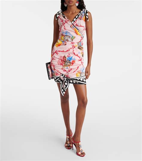 Capri Printed Silk Blend Minidress In Multicoloured Dolce Gabbana