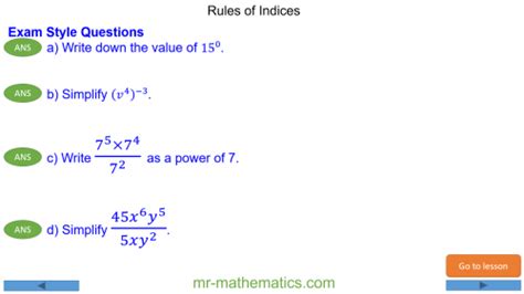 Rules Of Indices Mr