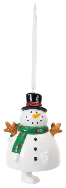 Ceramic Snowman Bell Ornament Set Of Christmas Ornaments By