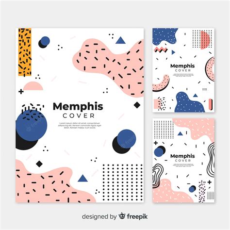 Free Vector | Memphis cover collection