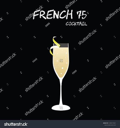 French 75 Cocktail Illustration Vector Lemon Vector De Stock Libre De