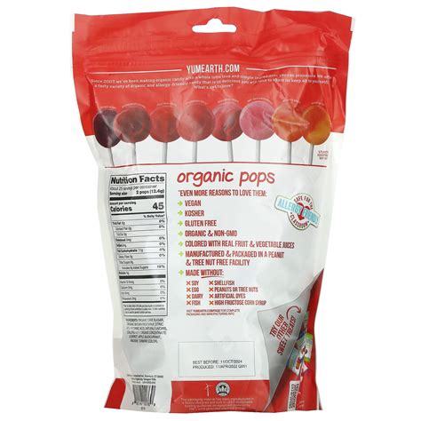 YumEarth Organic Pops Assorted Lollipops 50 Lollipops EZ Health Beauty