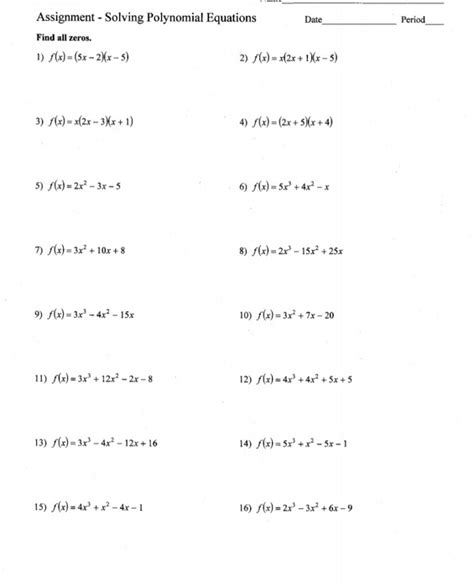 Free Polynomial Equations Worksheet Download Free Polynomial Equations Worksheet Png Images