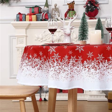 Amazon Roygrow Round Snowflake Christmas Tablecloth Xmas Table