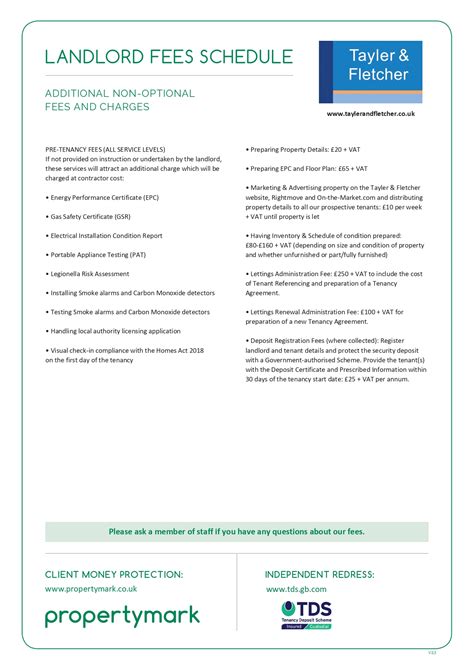 Landlords fee | Tayler and Fletcher