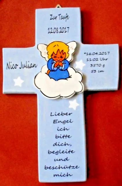 TAUFKREUZ SCHUTZENGEL GESCHENK Zur Taufe Geburt Holz KINDERKREUZ Kreuz