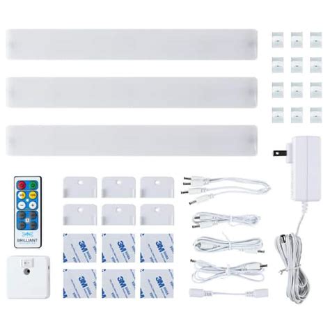 Brilliant Evolution 12 In Led Under Cabinet Light With Remote 3 Pack Brrc151 The Home Depot