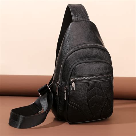 1pc Sac De Poitrine En Cuir Souple Sac Pour Hommes Sac À Bandoulière