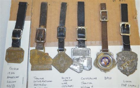 Sold Price 6 Vintage Watch Fobs On Leather Straps Includes American