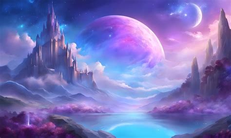 Premium AI Image | Celestial Sky Kingdom Fantasy Wallpaper