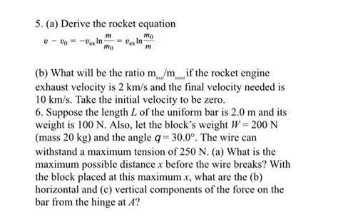 Solved 5 A Derive The Rocket Equation