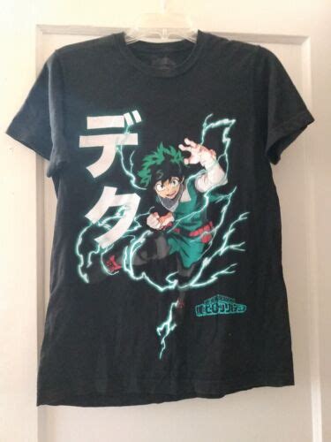 My Hero Academia Mens S Black TShirt Deku Izuku Midoriya Shoot Style