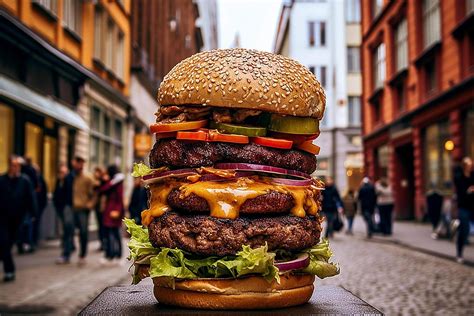 A Giant Burger In The Big City Ai Generative 23809908 Stock Photo At