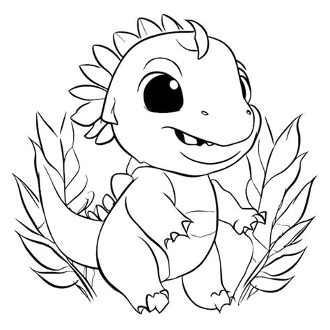 A Cute Dinasaur Vector Illustration Line Art Premium Ai Generated Vector