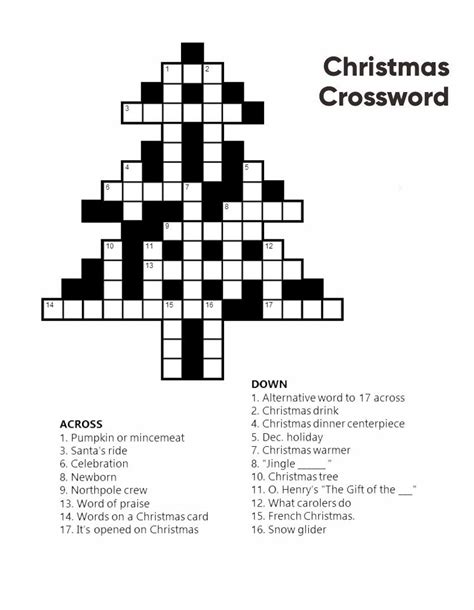 Printable Christmas Crossword Puzzles Adults Crossword Christmas