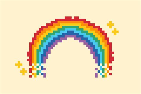 Pixel Rainbow Icon Illustration Pixel Art Rainbow Sign 8 Bit Logo For