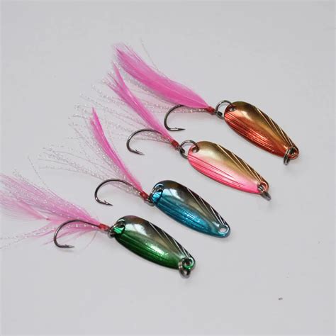 New Arrival 2 5g Spoon Lure Fishing Metal Bait With Feather Hook