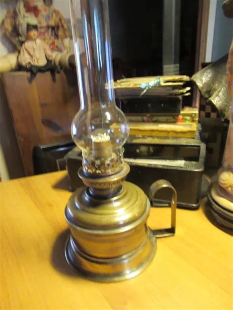 Ancienne Grande Lampe P Trole R Servoir Cuivre Avec Poign E Tbe Xix