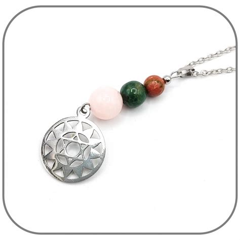 Clip Pendentif Chakra C Ur Pierre Naturelle Calc Doine Rose Jade