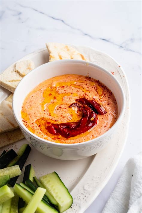 Roasted Red Pepper Greek Yogurt Dip Plant Based With Amy