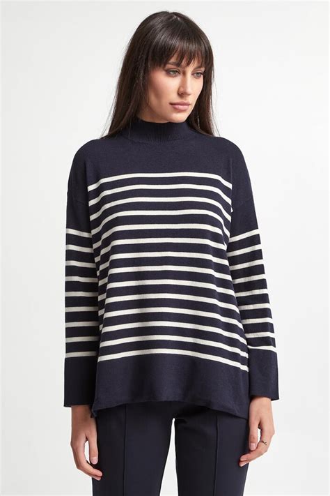 Sweter Damski Jedwabny Meandro Weekend Max Mara Granatowy Relaxed