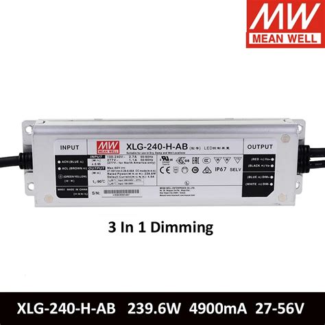 MEAN WELL XLG 240 H AB 240W 27 56V 4900mA Constant Power LED Driver