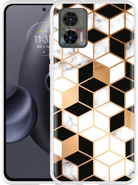 Hoesje Geschikt Voor Motorola Edge Neo Black White Gold Marble Bol