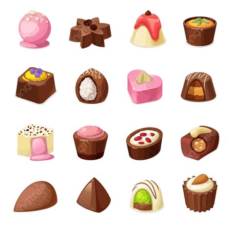 Candy Sweet Dessert Vector Hd Images Chocolate Candies Vector Set Of