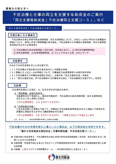 【内閣府、厚生労働省】不妊治療と仕事の両立ができる職場環境整備等に向けた取り組みについて｜甲府商工会議所