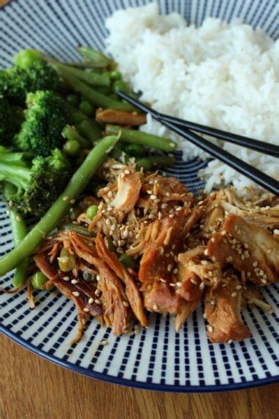 Leckeres Pulled Teriyaki Chicken Mit Gem Se Und Reis