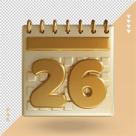 Premium Psd 3d Icon Calendar Twenty Six Rendering Front View