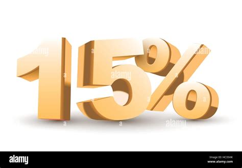 3d Shiny Golden Discount Collection 15 Percent Isolated White