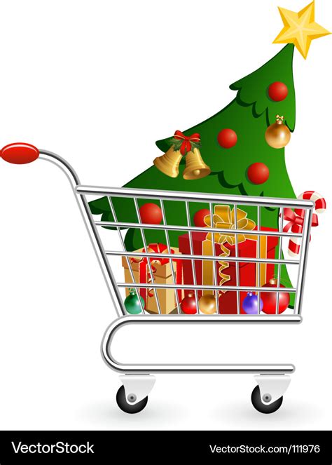 Christmas shopping cart Royalty Free Vector Image