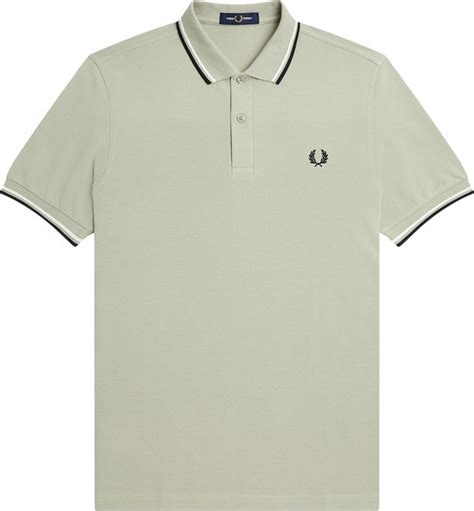 Fred Perry M3600 Polo Twin Tipped Shirt Pique Seagrass Snow White