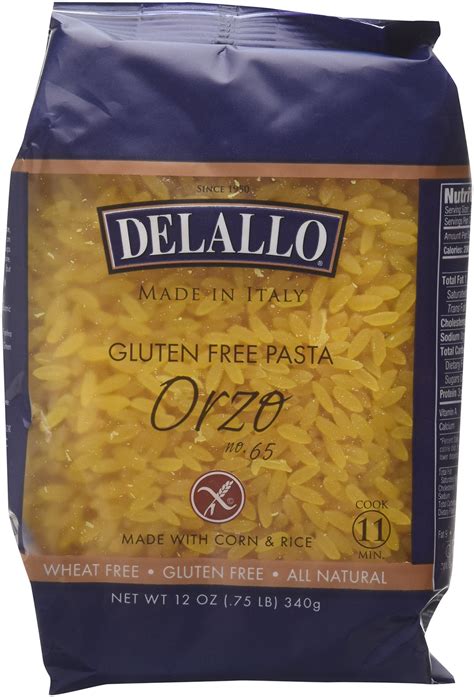 Delallo Gluten Free Orzo Pasta Gluten Free Ration