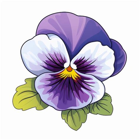 Premium Photo Colorful Cartoon Pansy Illustration With Classic Tattoo