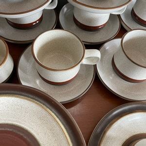 Teacup Set Denby Langley England Potters Wheel Rust Red Stoneware