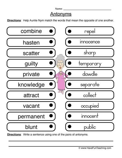 Synonyms And Antonyms Worksheet