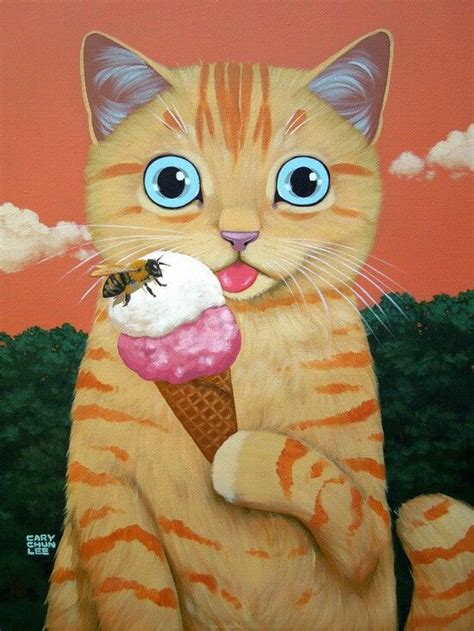 Cat Ice Cream Cat Art Cat Painting Cat Art Illustration