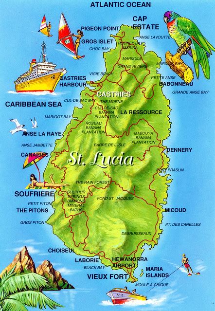 Postcard Map Of St Lucia A Photo On Flickriver