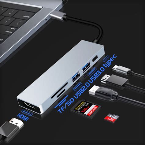 🇹🇭stockandcod 🚀 Goojodoq พร้อมส่งที่ไทย 6 In 1 อะแดปเตอร์ฮับ Usb Type C การ์ดรีดเดอร์ Hdmi Usb C