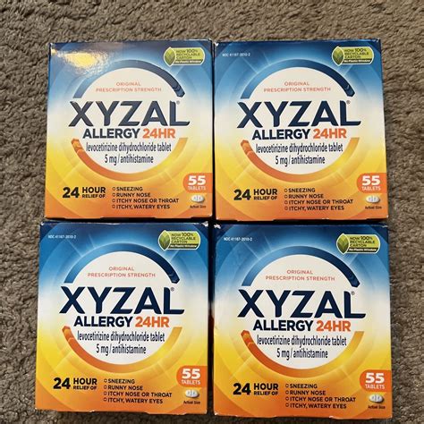 4 Pack Xyzal 24 Hour Allergy Relief 5 Mg 55 Tablets Expiration 12026 41167351024 Ebay