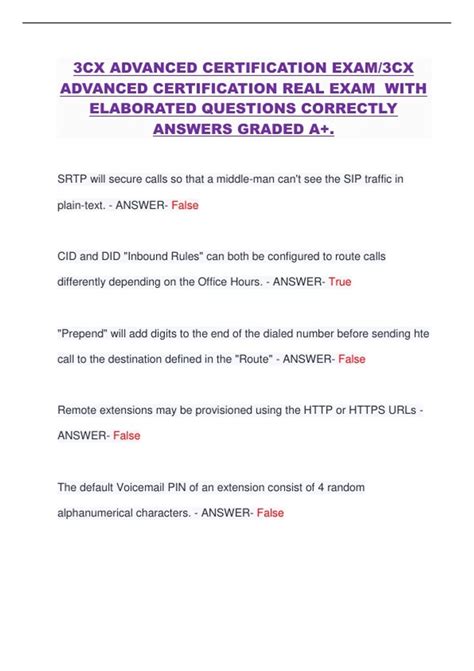 3CX ADVANCED CERTIFICATION EXAM/3CX ADVANCED CERTIFICATION REAL EXAM