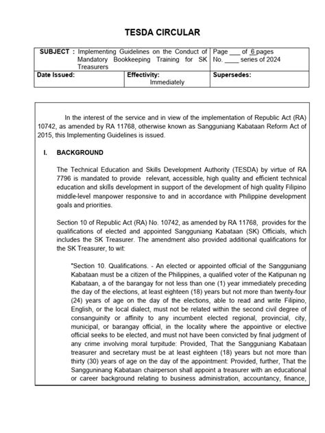 Guidelines On The Bookkeeping Training - SK Treasurers | PDF