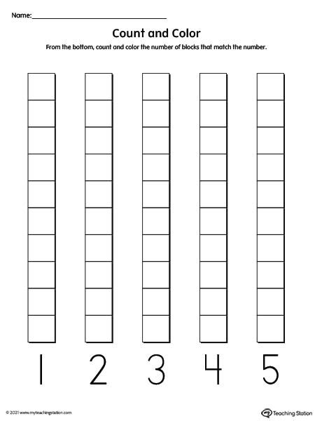 Count And Color Numbers 1 5 Printable Worksheet