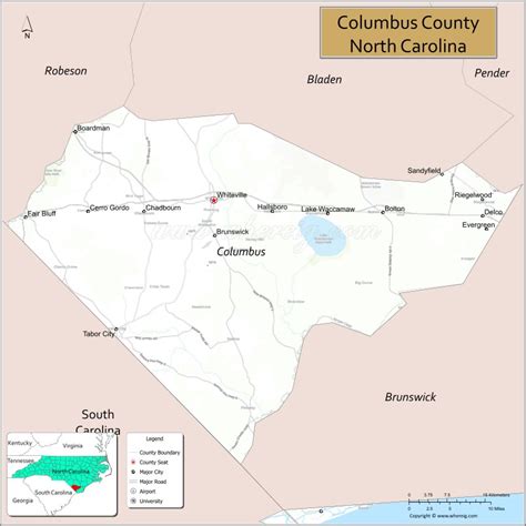 Map Of Columbus County North Carolina Usa Check Where Is Located Cities And Towns And Facts