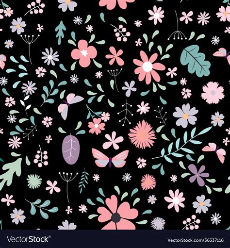 Seamless Pattern Background With Simple Flower Vector Image