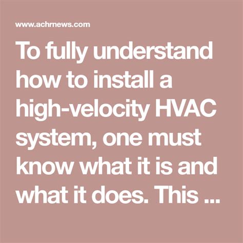 Ten Steps To Installing A High Velocity HVAC System Hvac System Hvac